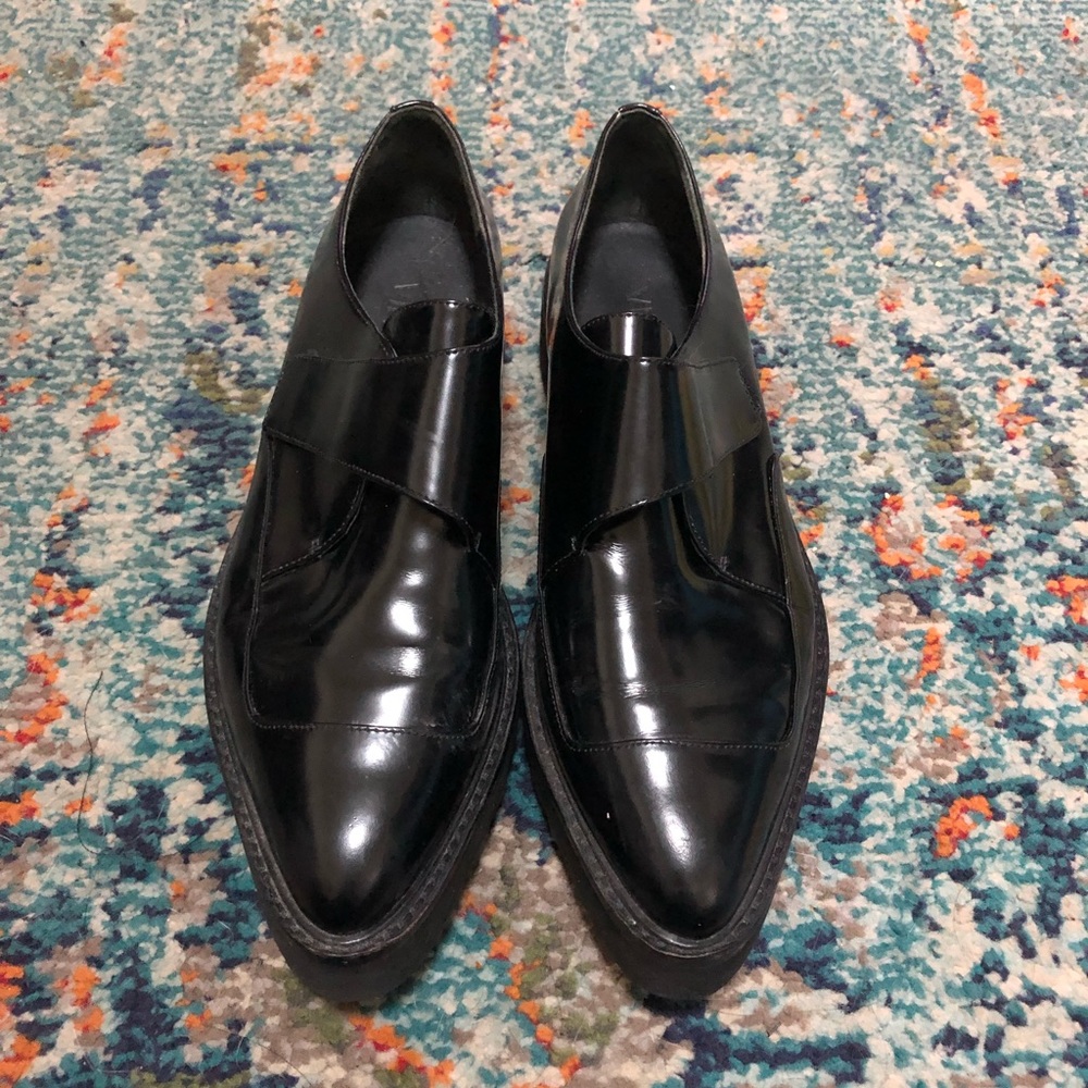 Vince black leather loafers